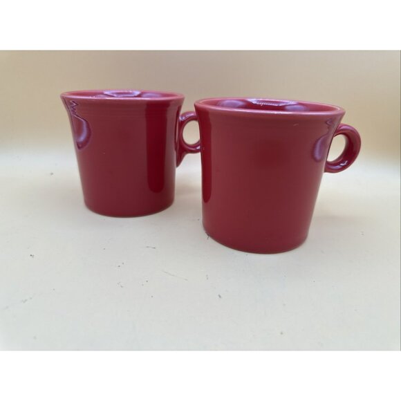 Fiestaware Coffee Cups Red Cobalt  Fiesta USA  Mugs Homer Laughlin Set Of 2 - Picture 1 of 10